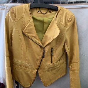 Yellow Faux Leather Jacket